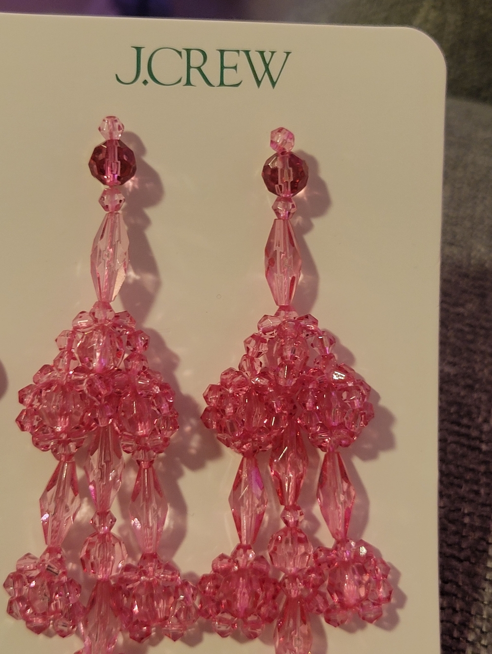 J. Crew Pink Faceted Beaded Chandelier Earrings - Picture 3 of 8